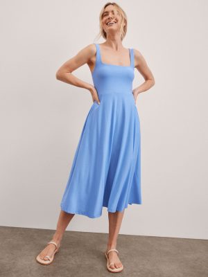 Featherweight At The Ready Square Neck Dress